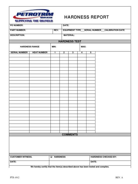 hardness test report and record|example of hardness tester.